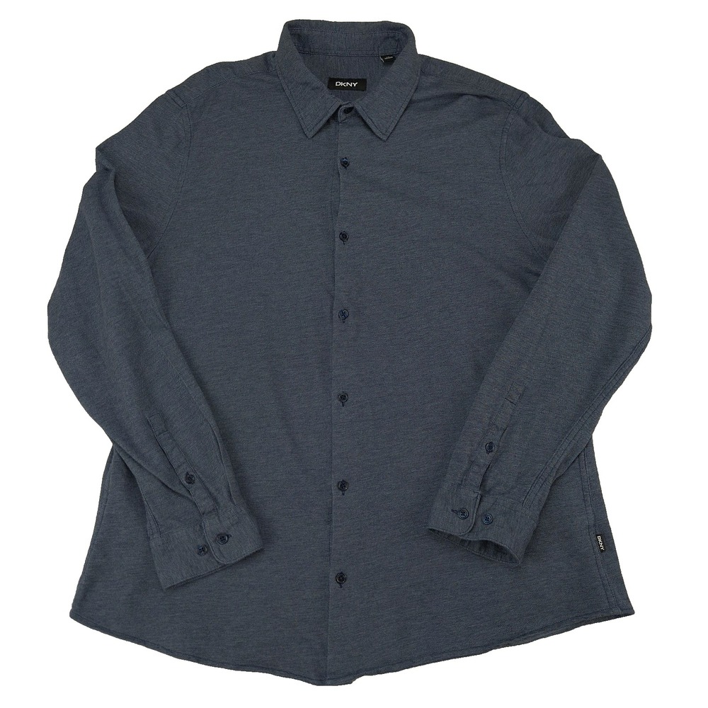 DKNY Mens XL Long Sleeve Button Down Shirt Dark Blue 100% Cotton 1002060
